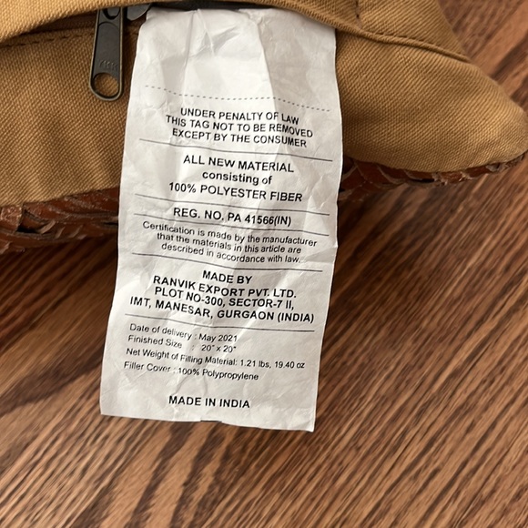 NWT Leather Pillow - Picture 3 of 3